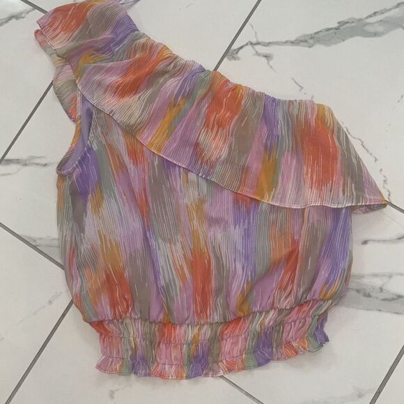 Aqua Women's Multicolor One-Shoulder Top Sz S NWT - Picture 4 of 8